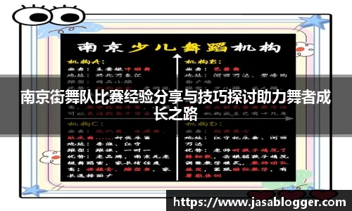 南京街舞队比赛经验分享与技巧探讨助力舞者成长之路