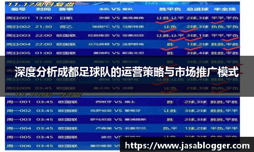 深度分析成都足球队的运营策略与市场推广模式